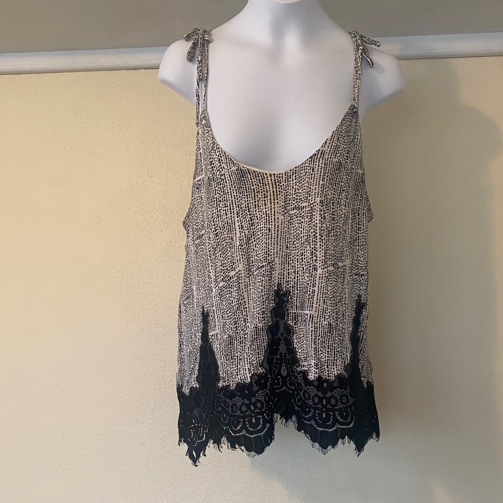 H&M black dot and lace tank top size small